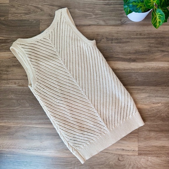 NWT Simply Vera Chevron Crochet Knit Tank Top Cream Size XS - Picture 12 of 14